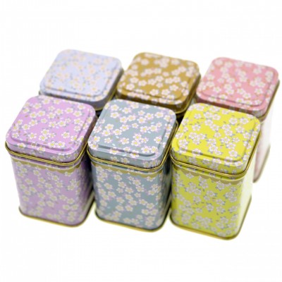 Empty portable food grade square shape small tea tin containers