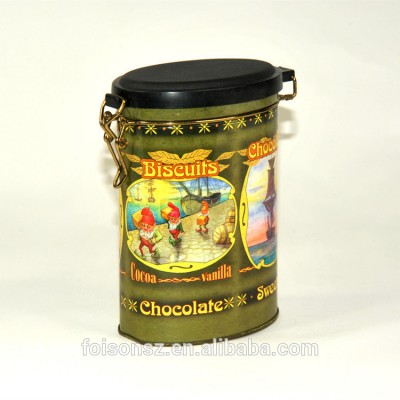 China supplier customized oval shape chinese tea tin box with plastic lid